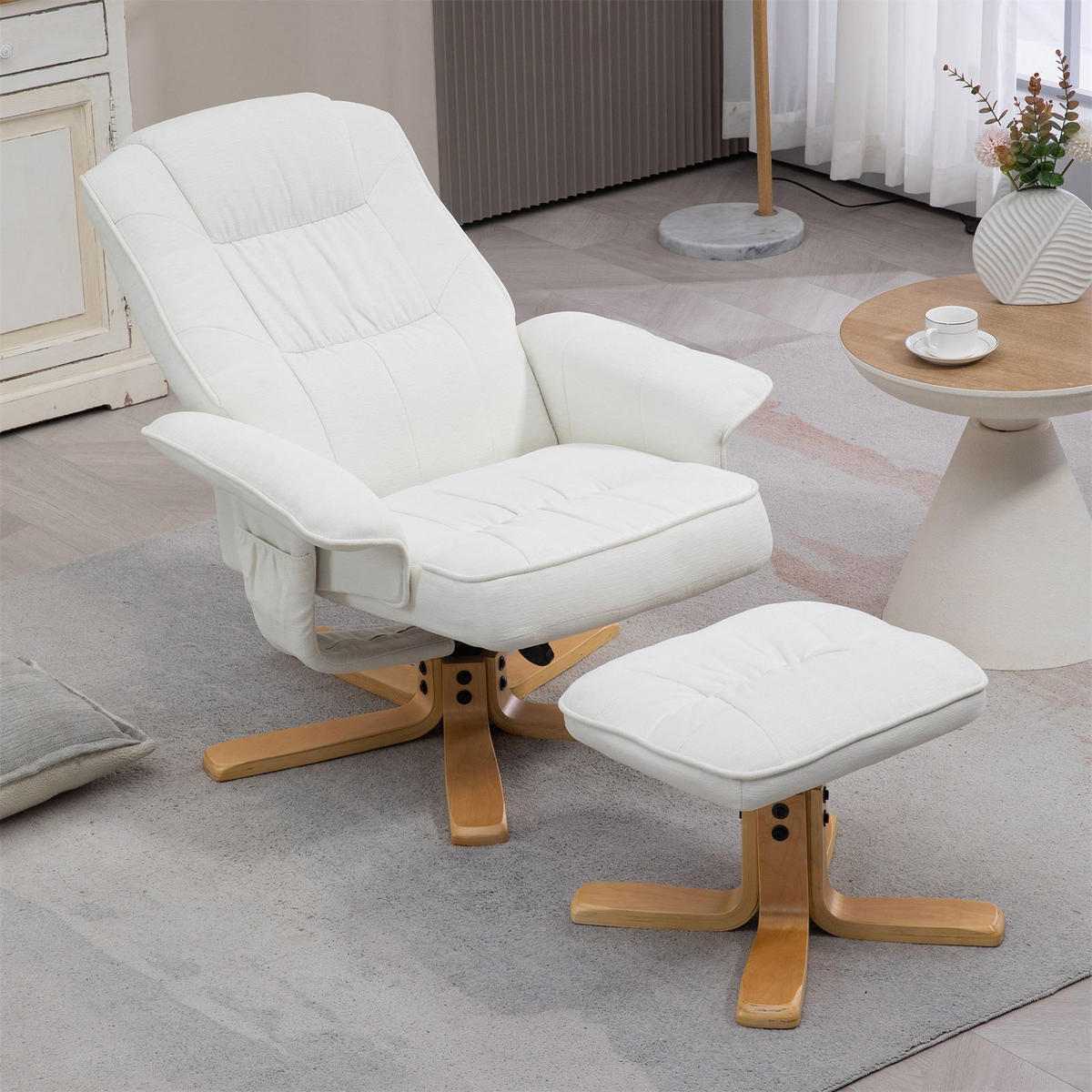 RELAXSESSELSET CHARLY - Weiß, Textil (76/87/61cm) - IDIMEX
