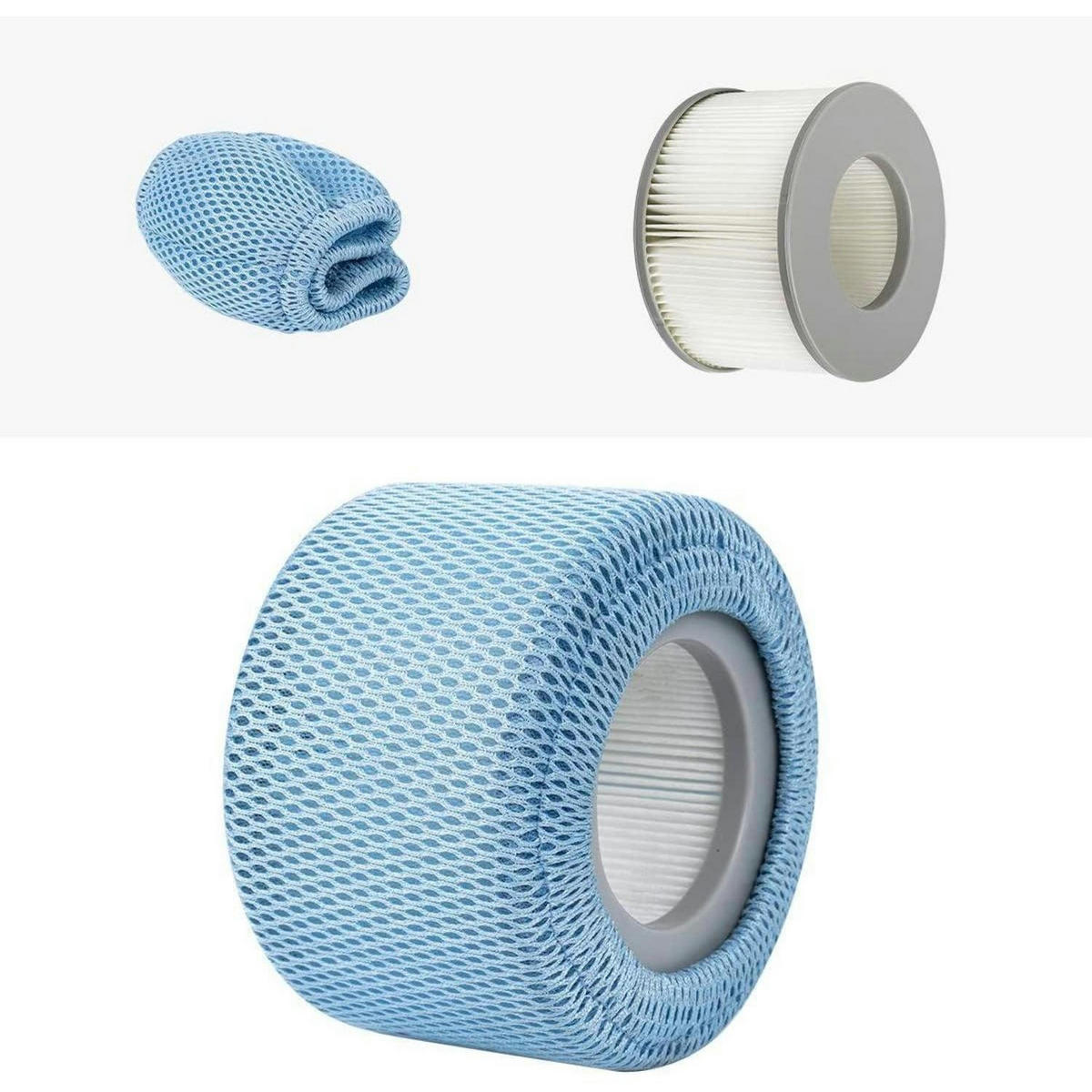 FILTERKARTUSCHEN 2-teiliges Set mit Schutznetzen für Mspa Whirlpools - Hellblau, Kunststoff (10.2/10.2/13.5cm)