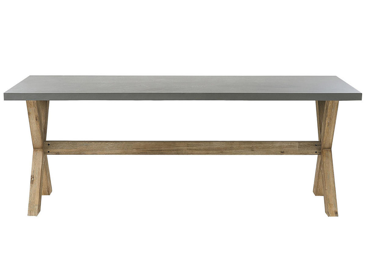 ZAHRADNÍ STŮL Vláknocement šedý 200/100 cm Olbia - šedá/světle hnědá, kámen (200/100/75cm) - Beliani