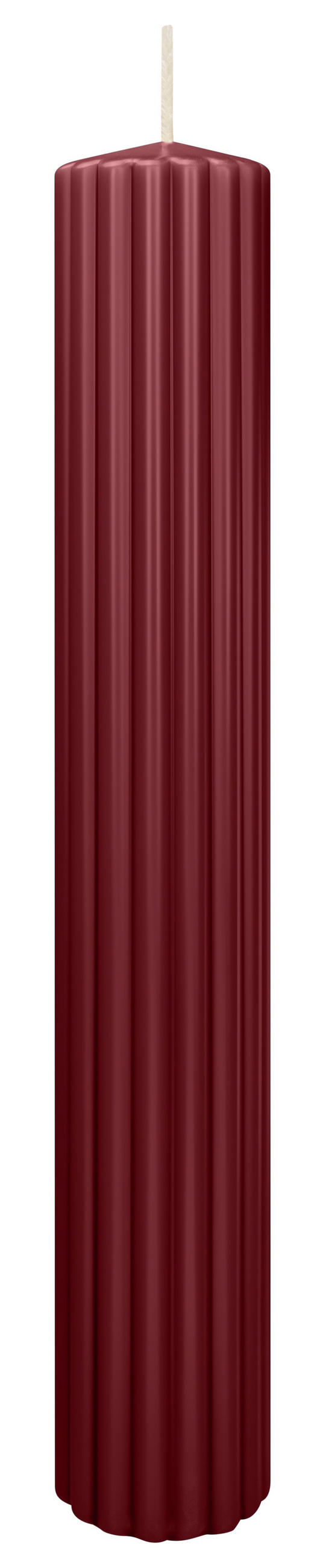 RILLEN KERZEN Bordeaux 300 x Ø 45 mm, 4 Stück - Bordeaux, Paraffin (8/15/15cm) - Wiedemann Kerzen