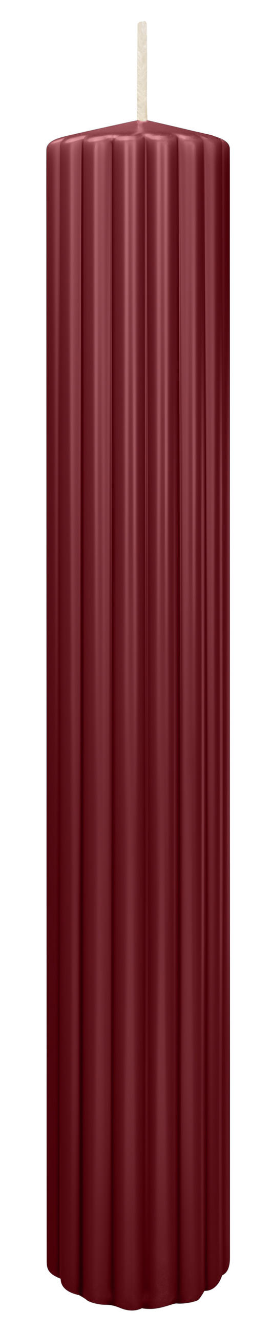 RILLEN KERZEN Bordeaux 300 x Ø 45 mm, 4 Stück - Bordeaux, Paraffin (8/15/15cm) - Wiedemann Kerzen