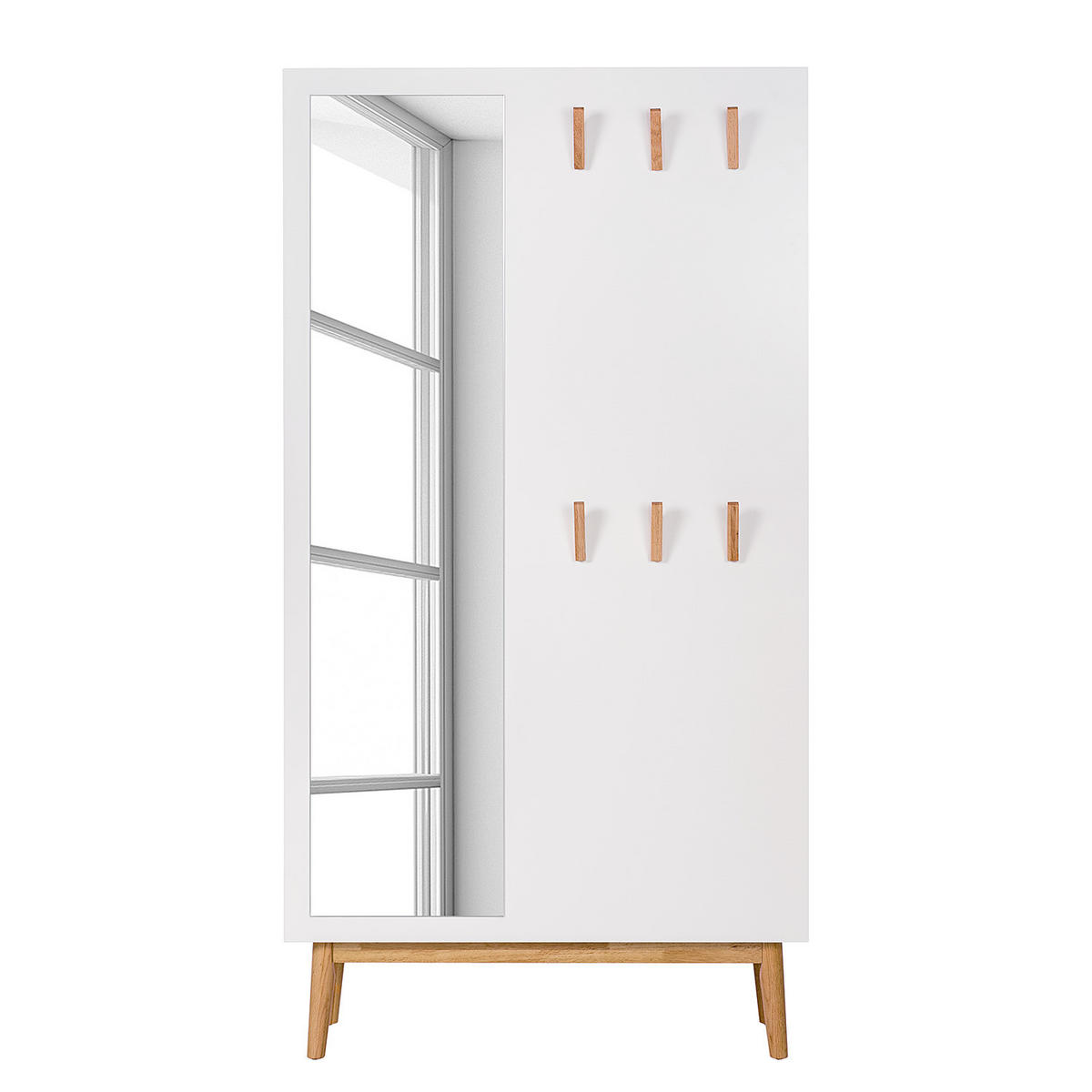 GARDEROBENSCHRANK mit Spiegel - Weiß / Eiche - Eichefarben/Weiß, Holzwerkstoff (100/190/34cm) - home24