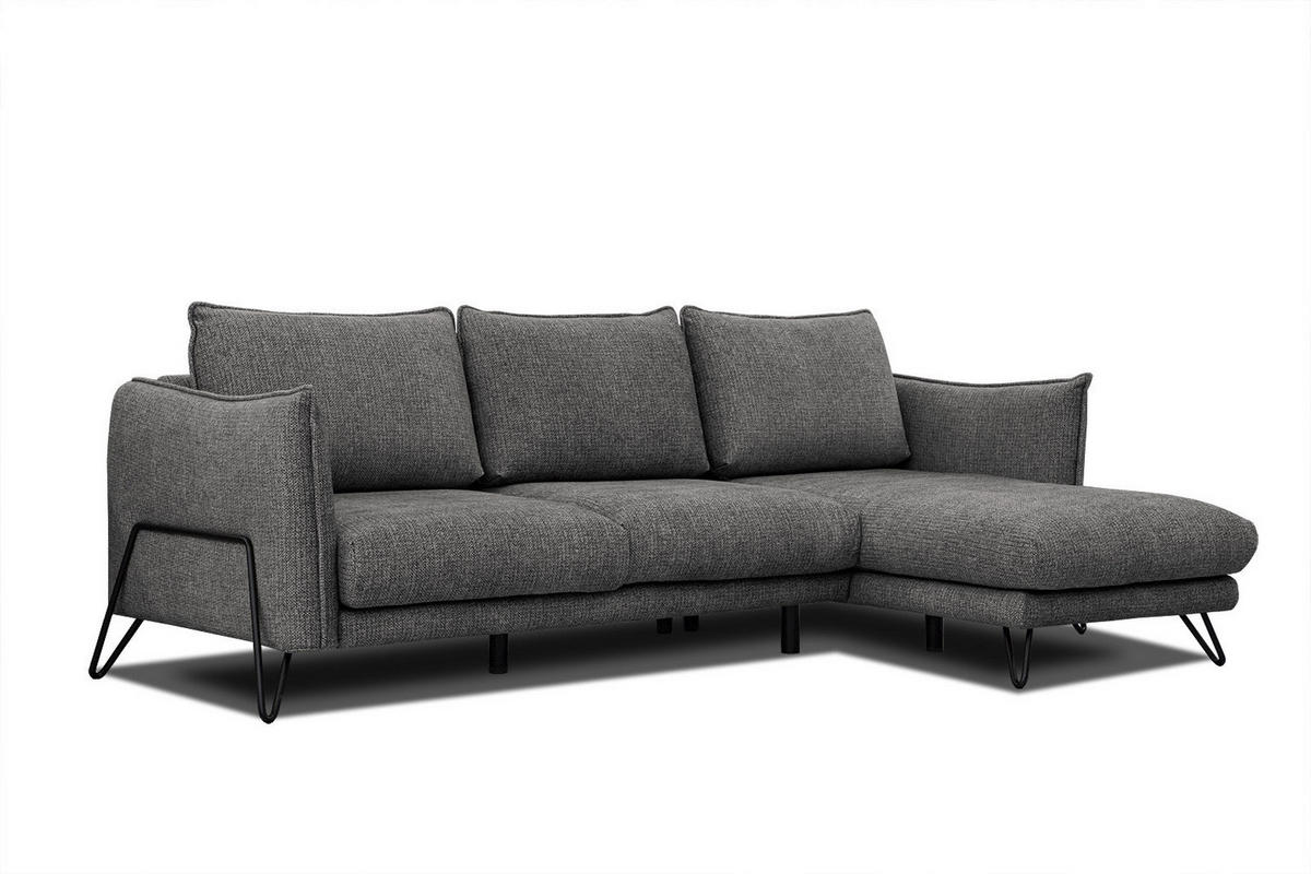 ECKSOFA HOSTEN 4-Sitzer, anthrazit - Anthrazit/Schwarz, Holzwerkstoff/Textil (269/158cm) - Courtois Laville