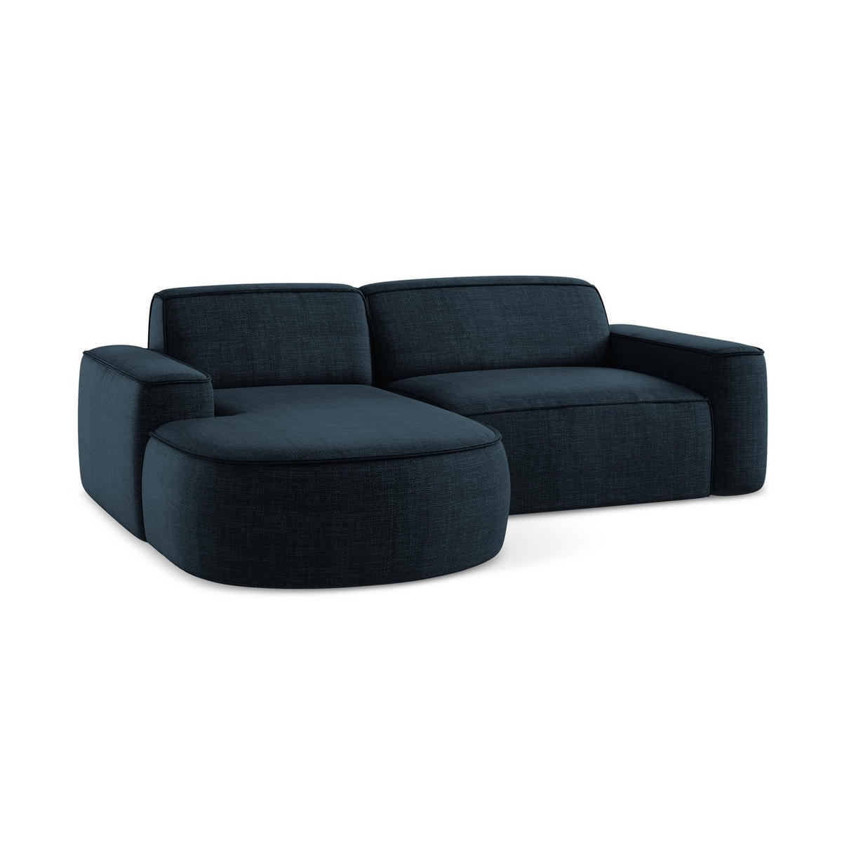 ECKSOFA Links Strukturstoff Blau - Blau/Schwarz, Holzwerkstoff/Kunststoff (224/166cm) - LaMiaSofa