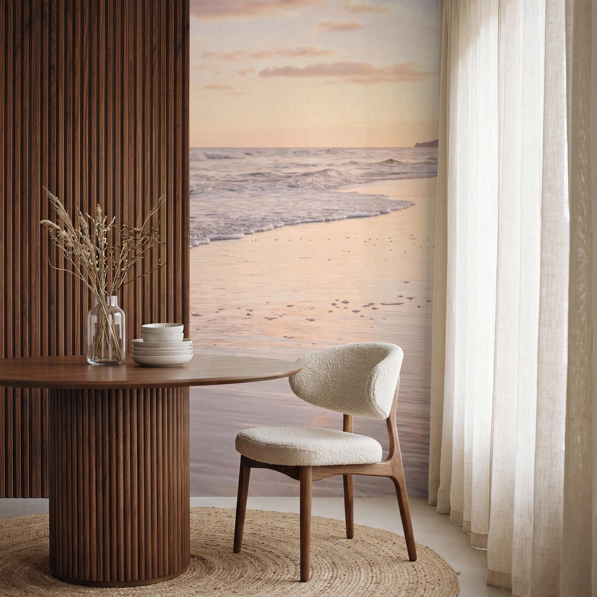 TAPETE - Strand - Brandung - Wolken - 120x220 cm - Hellrosa, Papier (120/220cm) - OnlyWow