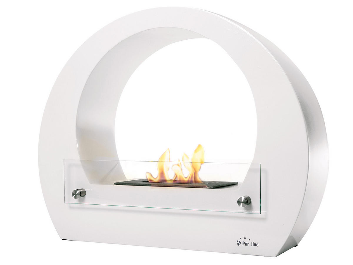 BIOETHANOL-KAMIN Weiß Bodenmodell inklusive 1.25 L Brennblock - Weiß, Metall (64/52/18cm) - Purline