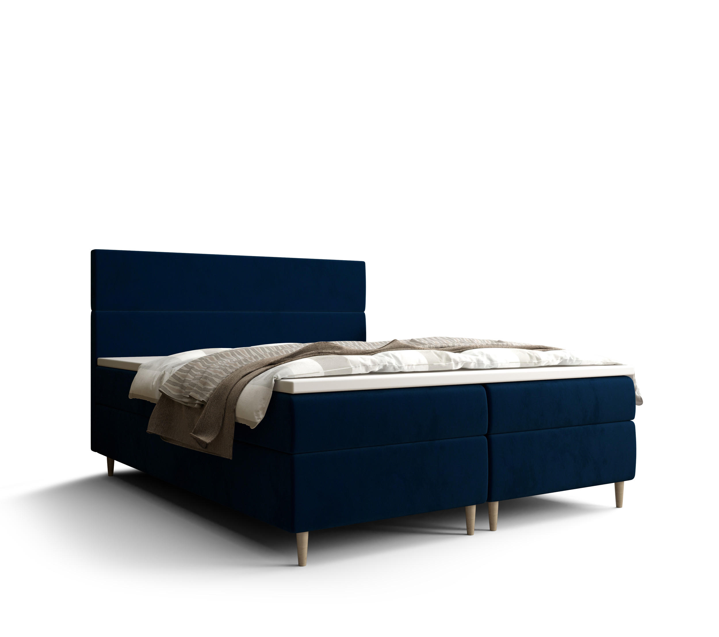 BOXBETT FLO mit Matratze H3, Bonell und Topper 180x200 Itaka 11 - Dunkelblau, Holz/Textil (180/200cm) - Bedante