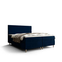 BOXBETT FLO mit Matratze H3, Bonell und Topper 140x200 Itaka 11 - Dunkelblau, Holz/Textil (140/200cm) - Bedante