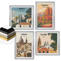 WANDBILDER 4er Set - 50x50 cm & 40x60 cm Silberner Rahmen - Retro-Stadtansichten Sedona Sintra - Silberfarben, Kunststoff (50/50cm) - ArtPrintCave