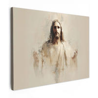 LEINWANDBILD Porträt - Abstrakt - Jesus - Beige Wandbild 40x30 cm - Beige, Textil (40/30cm) - MuchoWow