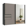 SCHWEBETÜRENSCHRANK B262/H216/T65 cm, Korpus+Passepartout Grafit, Türen+Schubladen Sand Grau / Spiegel, inkl. Vollausstattung / 22062 - Sandfarben/Schwarz, Holzwerkstoff/Metall (262/216/65cm) - luma-home