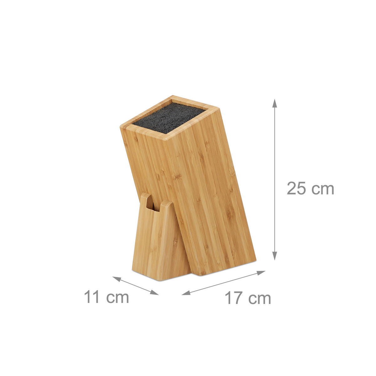 MESSERBLOCK - Hellbraun, Holz/Kunststoff (11/25/17cm) - Relaxdays