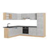 ECKKÜCHE R-Line Beton/Goldkraft Eiche 287 x 60 cm , AP Anthrazit - Honigeiche/Grau, Holzwerkstoff (287/81.6/60cm) - Vicco