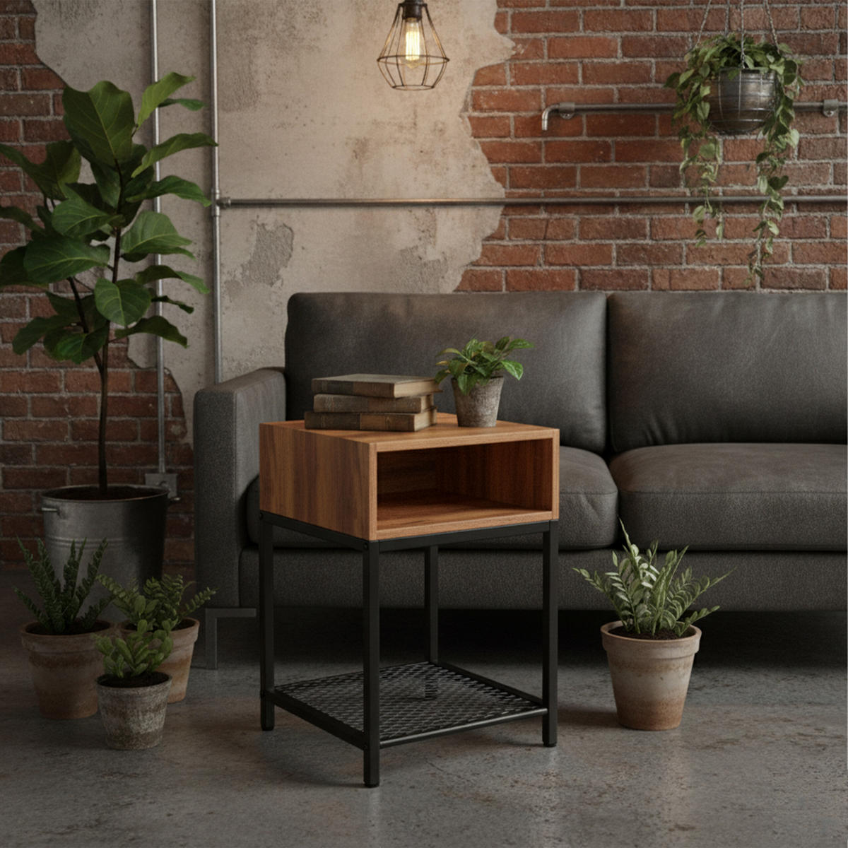 NACHTTISCH - Dunkelbraun, Holzwerkstoff/Metall (40/40/58cm) - Relaxdays