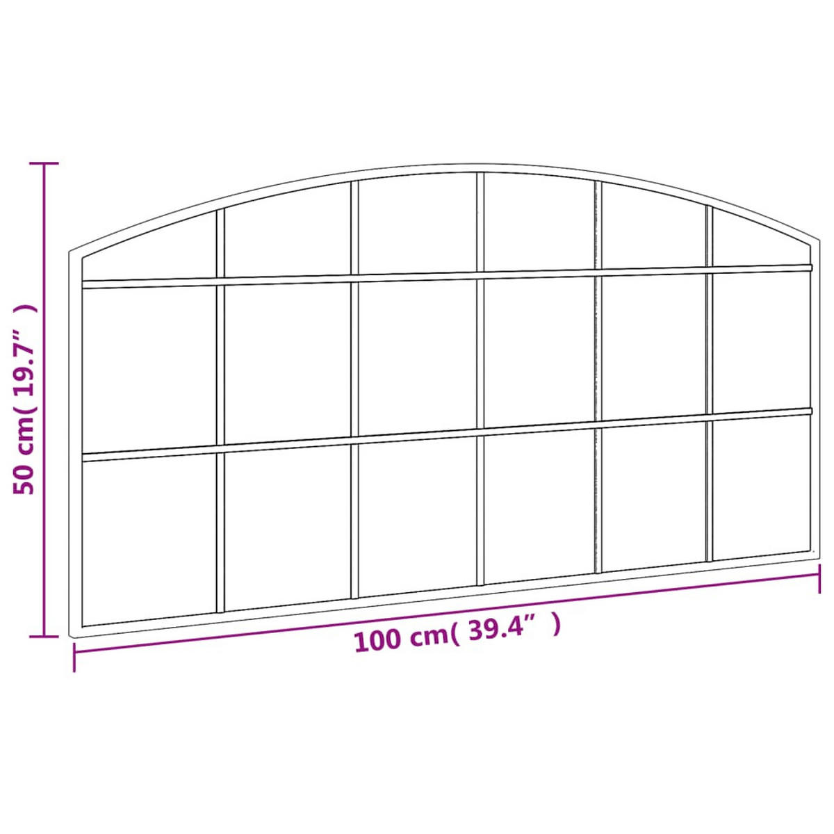 WANDSPIEGEL Schwarz 100/50 Cm Gewölbt Eisen - Schwarz, Metall (1.5/50/100cm) - vidaXL