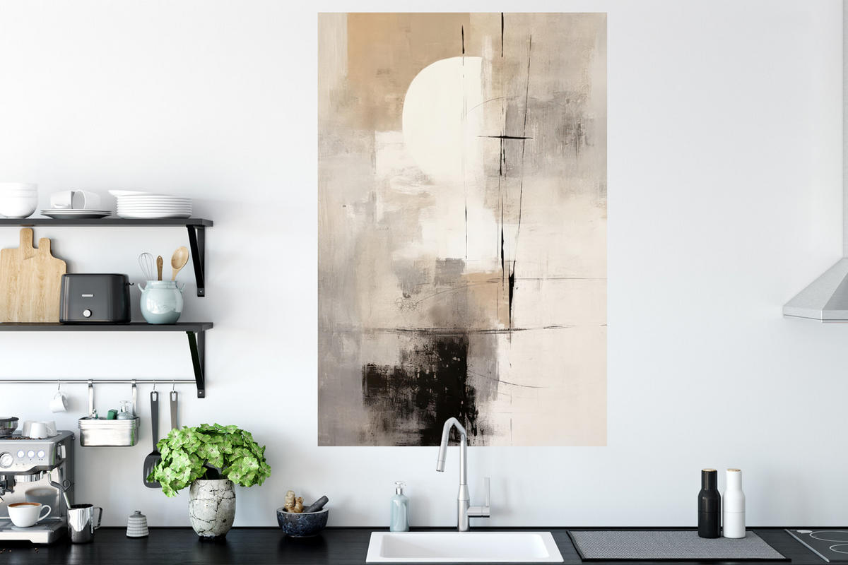 WANDTATTOO Abstrakt - Kunst - Grau 80x120 cm - Hellgrau, Kunststoff (80/120/0.1cm) - MuchoWow