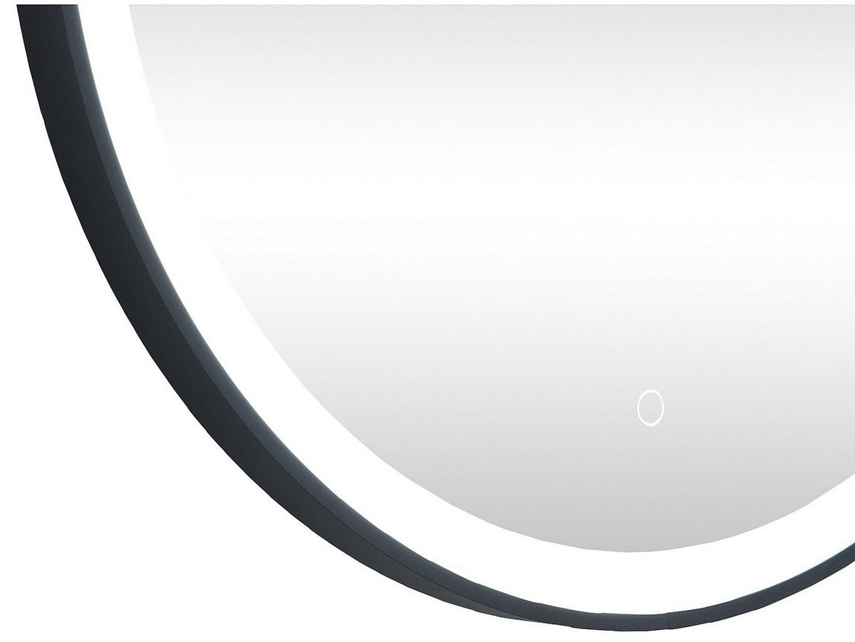 BADEZIMMERSPIEGEL rund mit LED-Beleuchtung - D 80 cm - Schwarz - NUMEA - Schwarz, Glas (80/80/3.5cm) - Vente-Unique