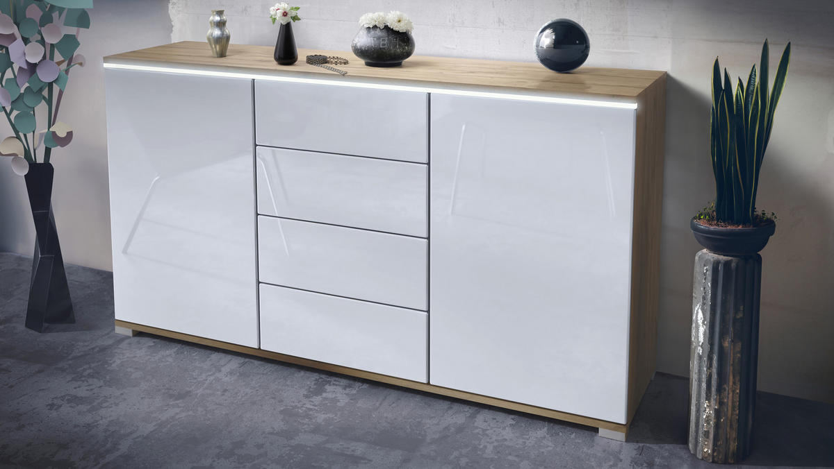SIDEBOARD Faro Weiß Hochglanz - Weiß Hochglanz, Holzwerkstoff (138.5/75.5/35cm) - Vladon