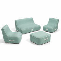 GARTENSET 4-tlg. Grün - Mintgrün/Grün, Kunststoff/Textil - Coco Lounge