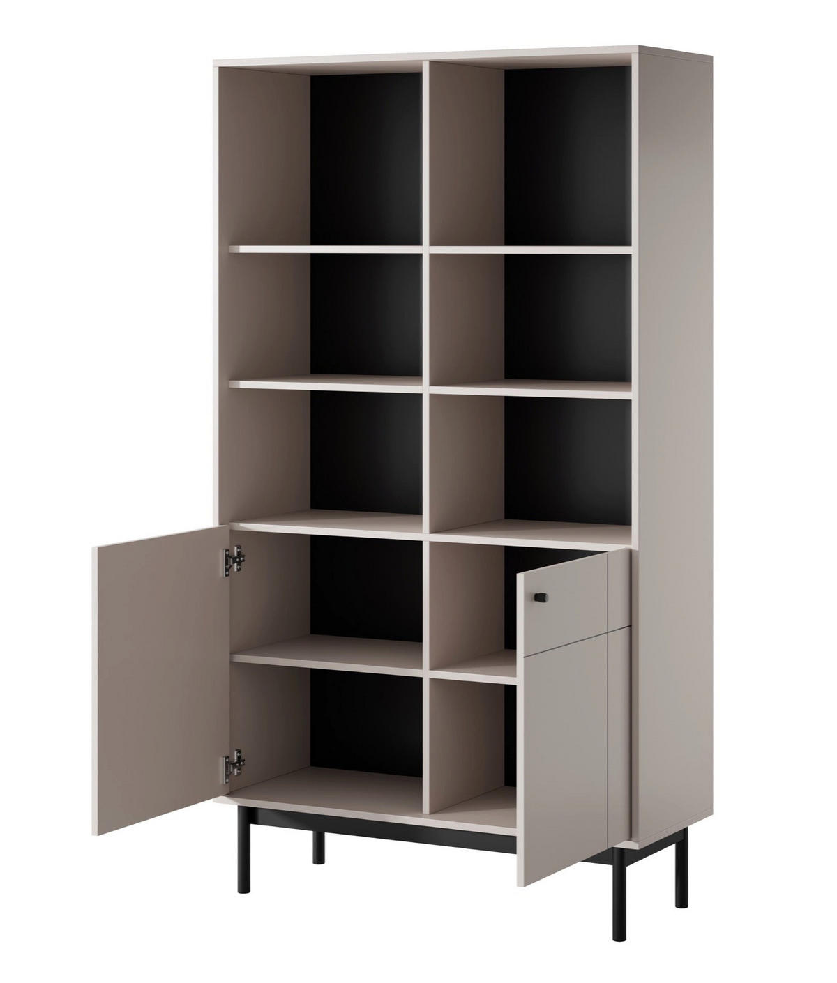 KNIŽNICA Japandies greige 104 cm - taupe, kompozitné drevo (103.5/184.6/39cm) - Selsey