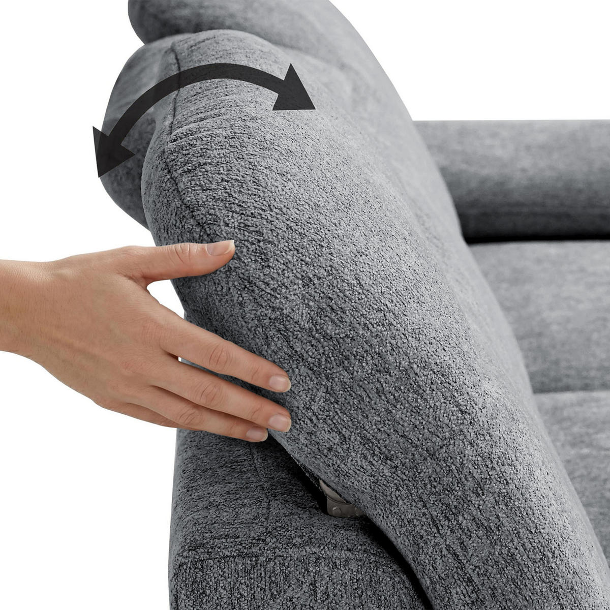 ECKSCHLAFSOFA Sora Mini mit verstellbaren Kopfstützen und Schlaffunktion, Chenille-Stoff, Grau, Rechts - Schwarz/Grau, Textil (190/285cm) - Beautysofa