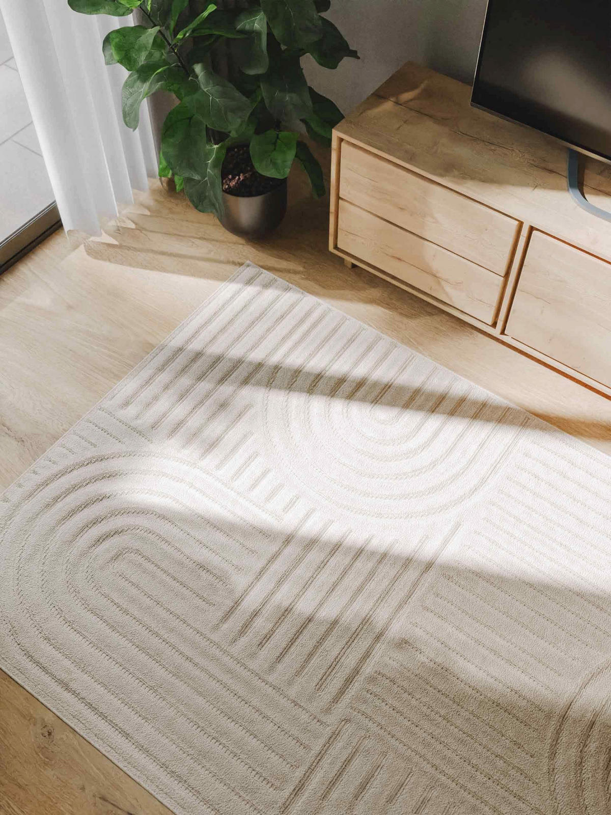 TEPPICH Leo Cream 200x290 cm - Creme, Kunststoff (200/290cm) - benuta