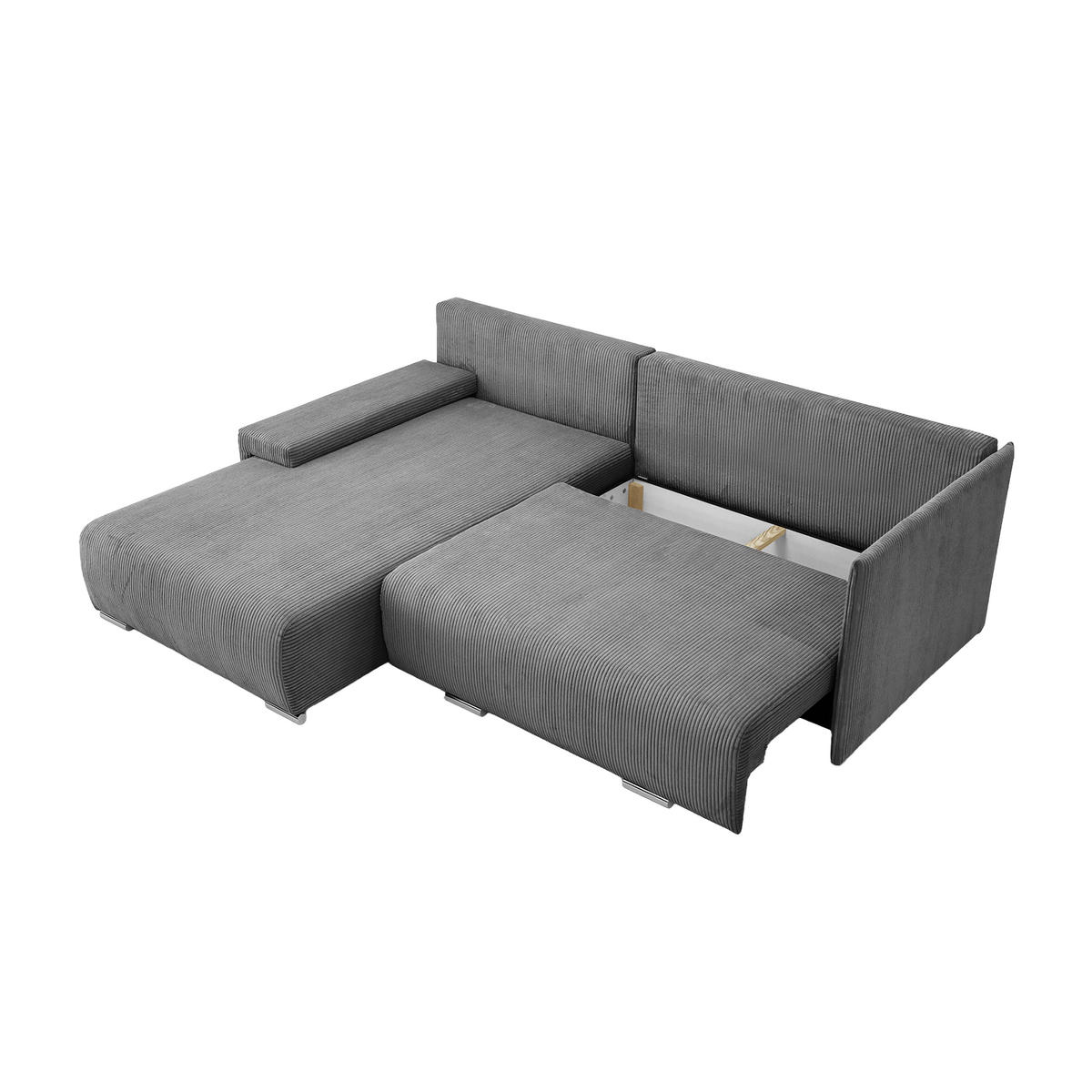 ECKSOFA TRAWANGA L mit Schlaffunktion, Grau - Grau, Textil (246/188cm) - Fedve