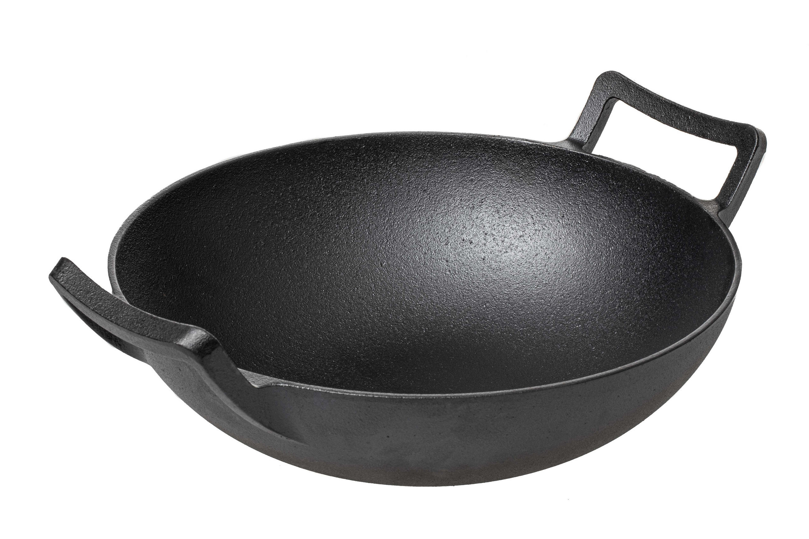 WOKPFANNE Gusseisen Ø 32 cm / 3.3 Liter – ohne Antihaftbeschichtung – geeignet für alle Wärmequellen - Schwarz, Keramik (32cm) - Blackwell