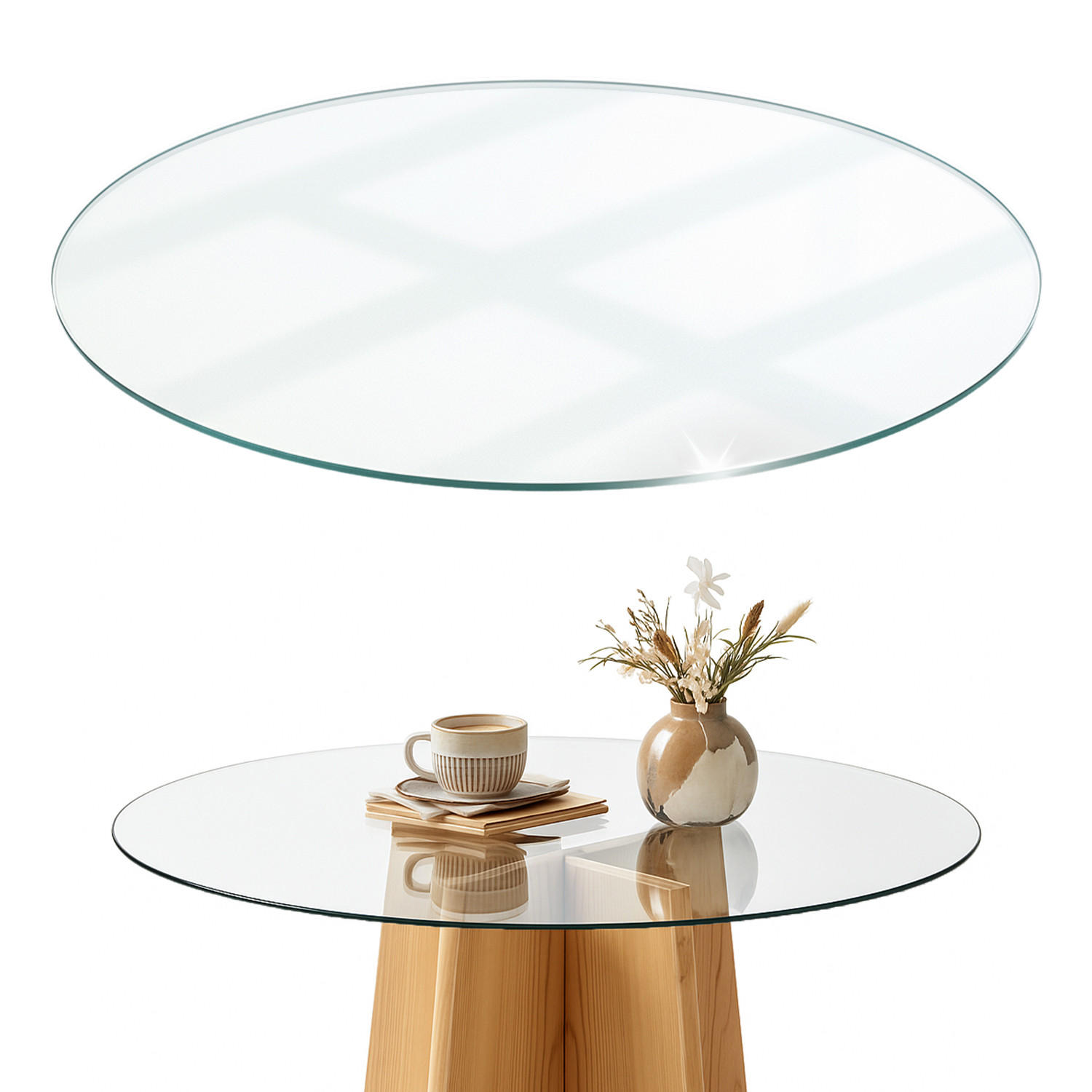 TISCHPLATTE Ø50 cm - Transparent, Glas (50/50/0.4cm) - Wallfluent