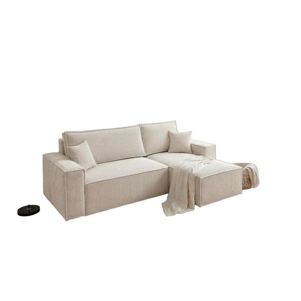 BIG-SOFA Monte Beige Rechts - Beige, Textil (244/85/200cm) - B&B Home