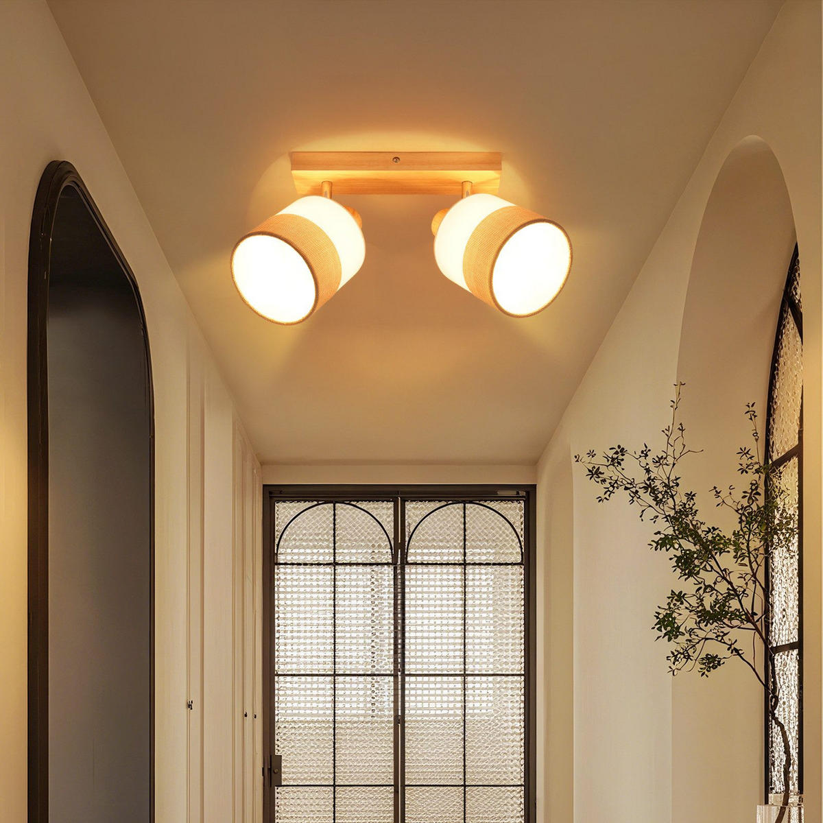 DECKENLEUCHTE FORRESTE II 16/28/13 cm - Braun, Textil (28/16/13cm) - Nettlife