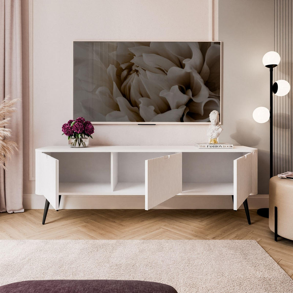 TV Element ZAIRA RTV168 Weiß - Weiß, Holzwerkstoff (168/57/39cm) - Lookway