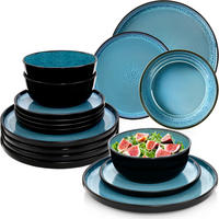 TAFELSERVICE VIGO - 36 teilig aus Steingut 12 Personen - Blau, Stein (50/30/80cm) - Sänger