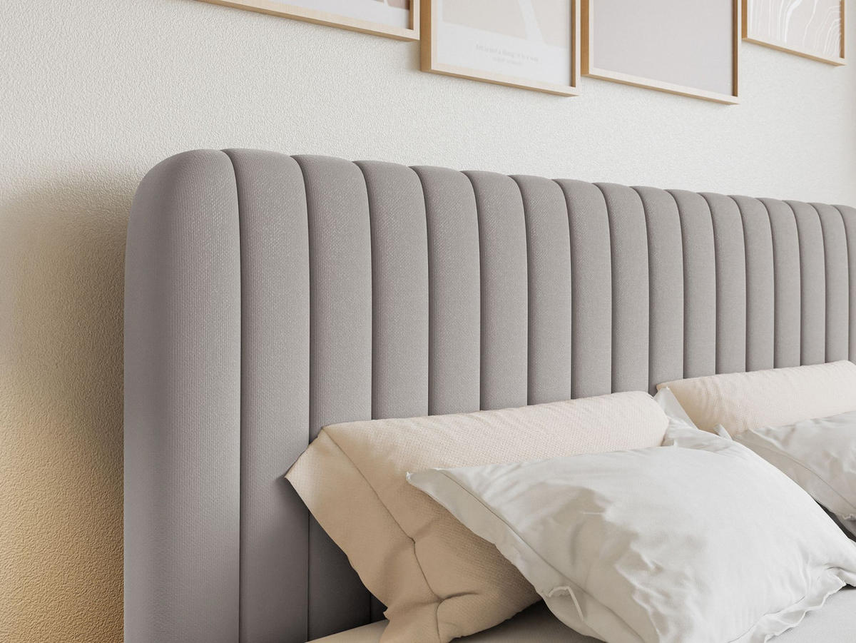 BOXBETT Saliano mit Topper und Chenille-Bezug Greige, 140x200 cm - Taupe, Kunststoff/Textil (140/200cm) - Selsey