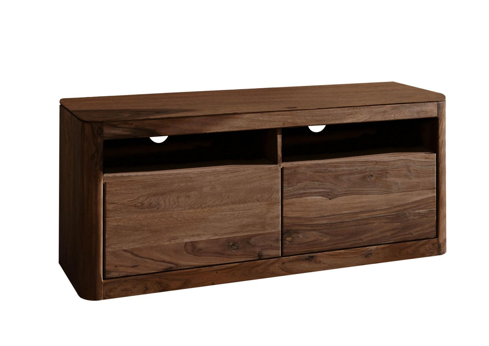 TV-BOARD Sheesham 130x40x58 rot-braun gebeizt TORONTO #119 - Dunkelbraun, Holz (130/58/40cm) - Massivmoebel24