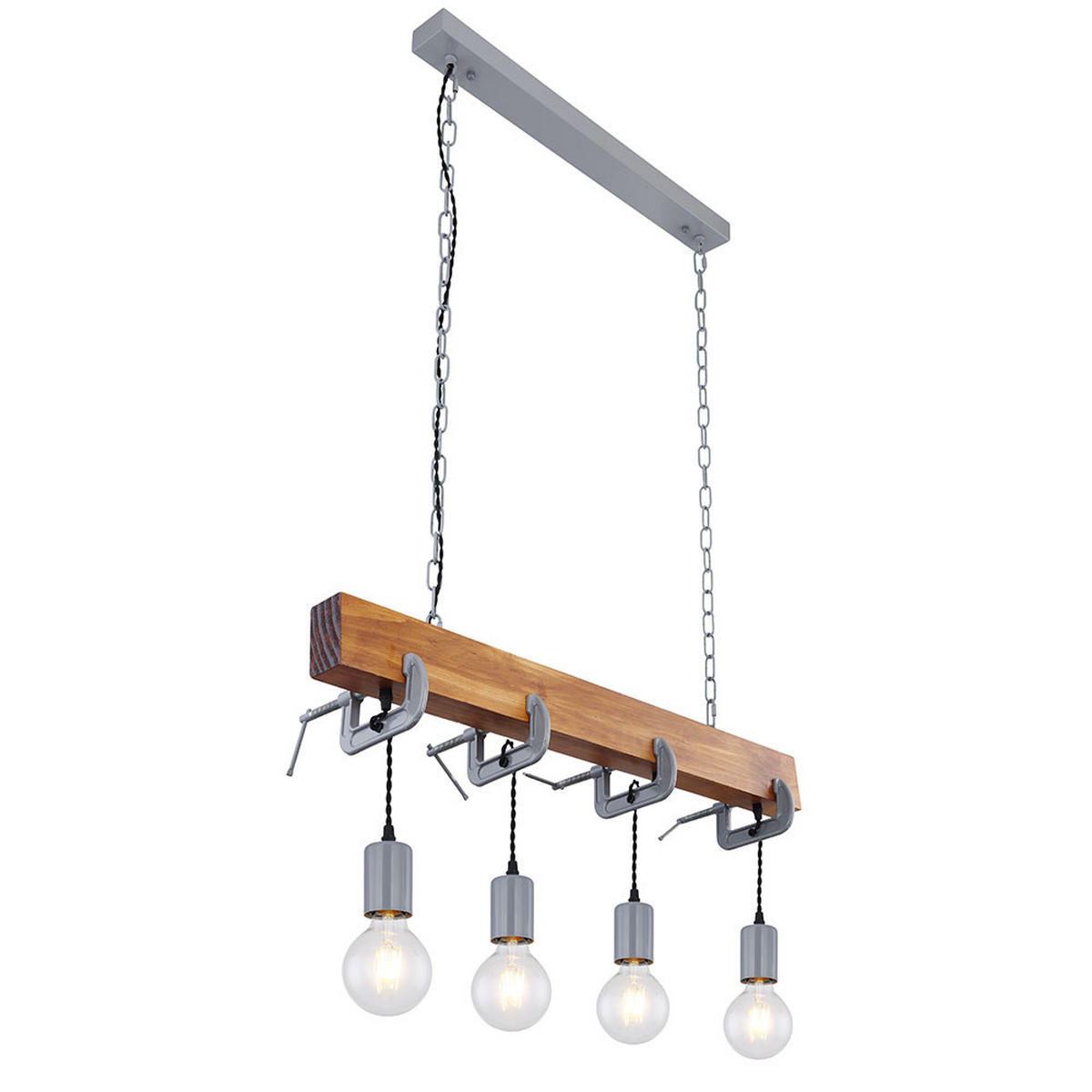 HÄNGELEUCHTE Holzoptik Braun Metall verzinkt - Braun, Holz (85/14/120cm) - Globo Lighting