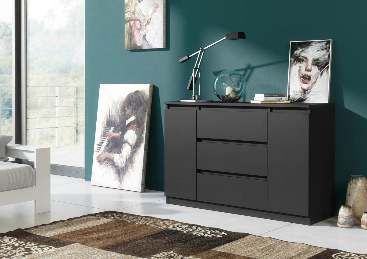 KOMMODE Schwarz 139/79/39 - Schwarz, Holzwerkstoff (139/79/39cm) - RAUMHIRSCH FURNITURE