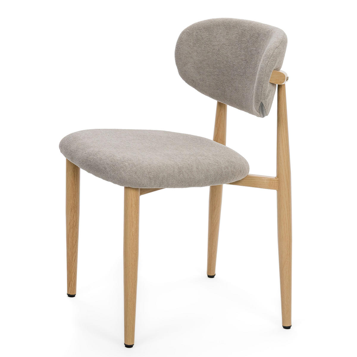 STUHL ALMO gepolstert Beine in Holzoptik - hellgrau - Boucle - Eichefarben/Hellgrau, Textil/Metall (47/77/54cm) - NEW HOME