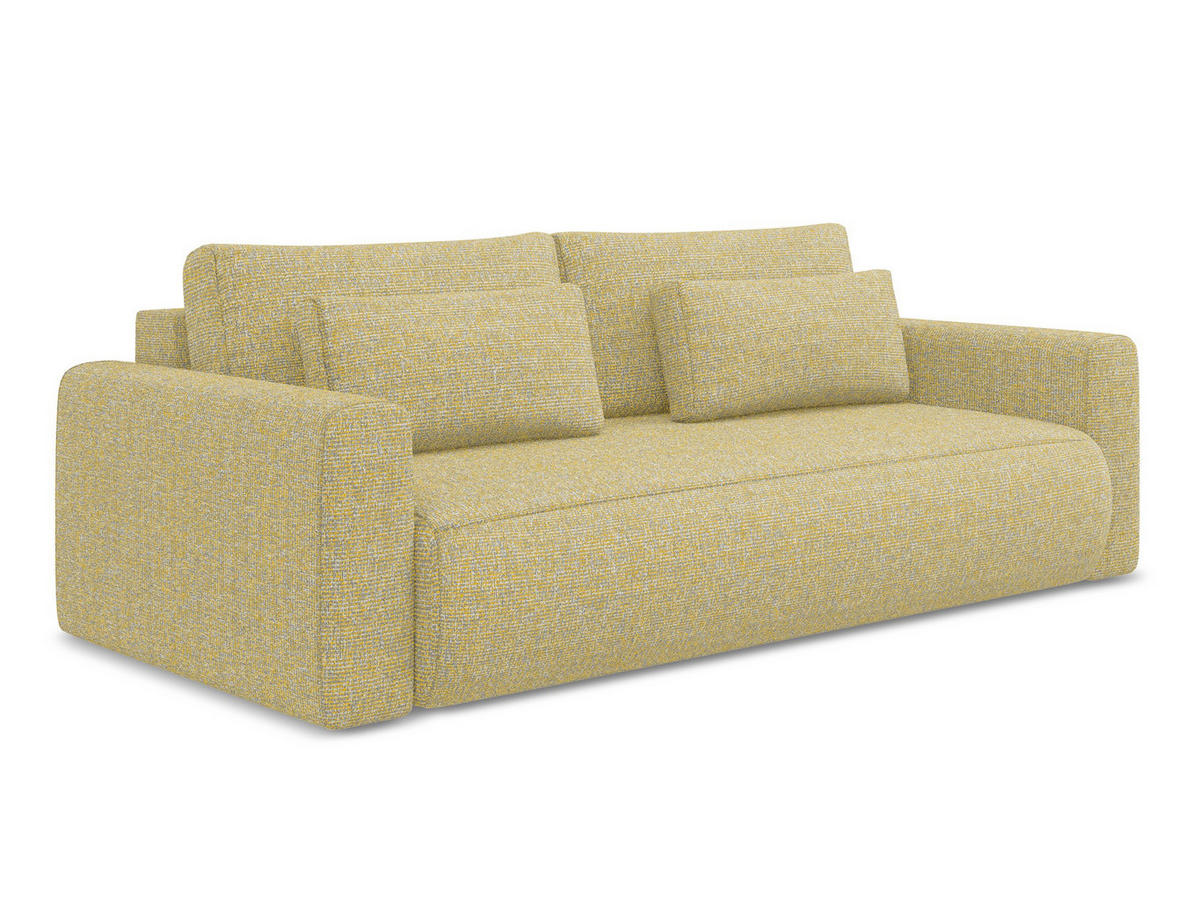 3-SITZER SOFA mit Schlaffunktion Strukturstoff Stoff Gelb - Currygelb/Gelb, Kunststoff/Textil (238/82/105cm) - Makamii
