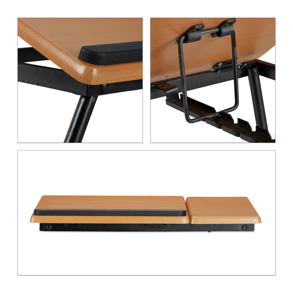 LAPTOPTISCH Natur höhenverstellbar klappbar - Multicolor, Holzwerkstoff/Metall (31.6/56.3/23.5cm) - Relaxdays