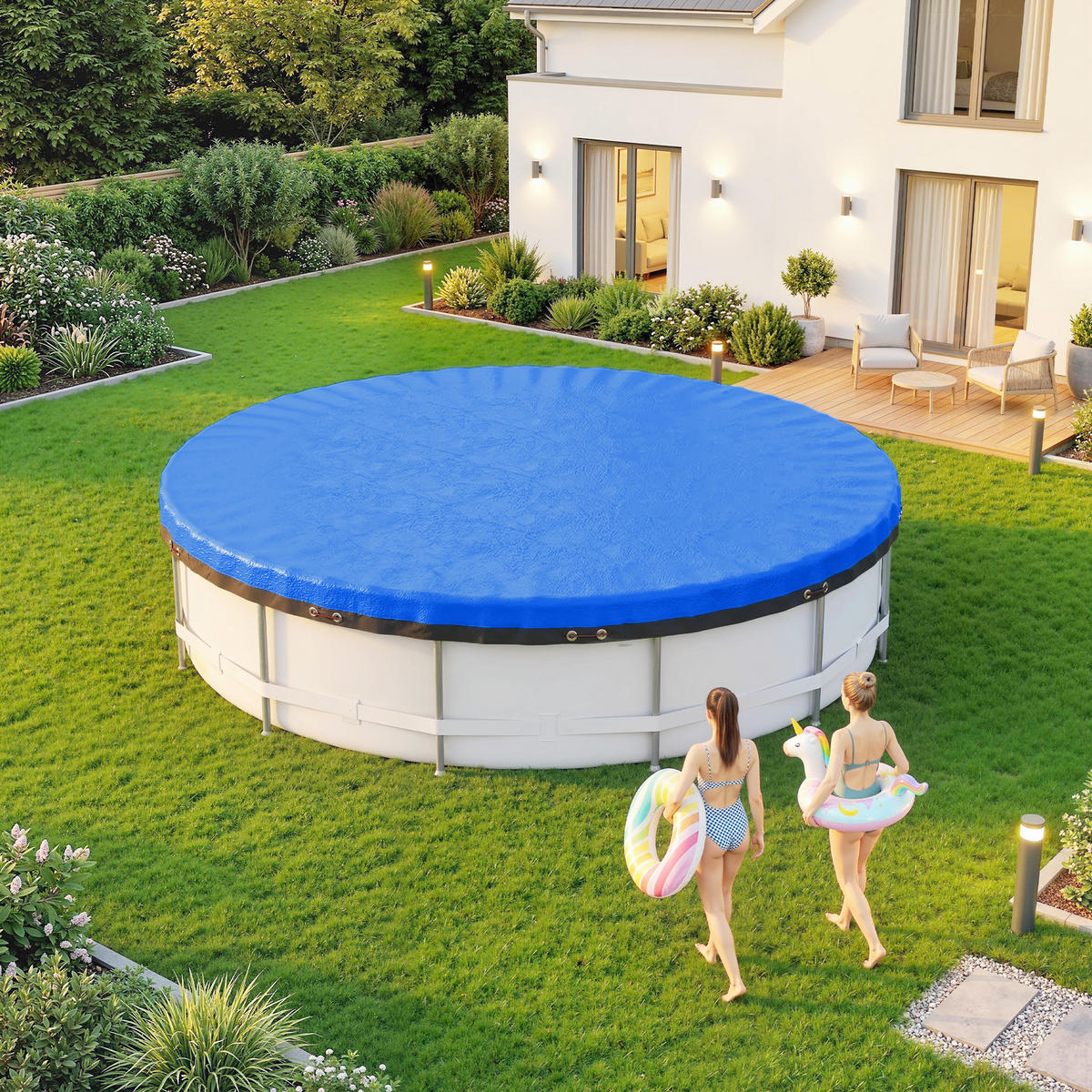 POOL-WINTERABDECKUNG PE Blau - Blau, Kunststoff (450/450cm) - Outsunny