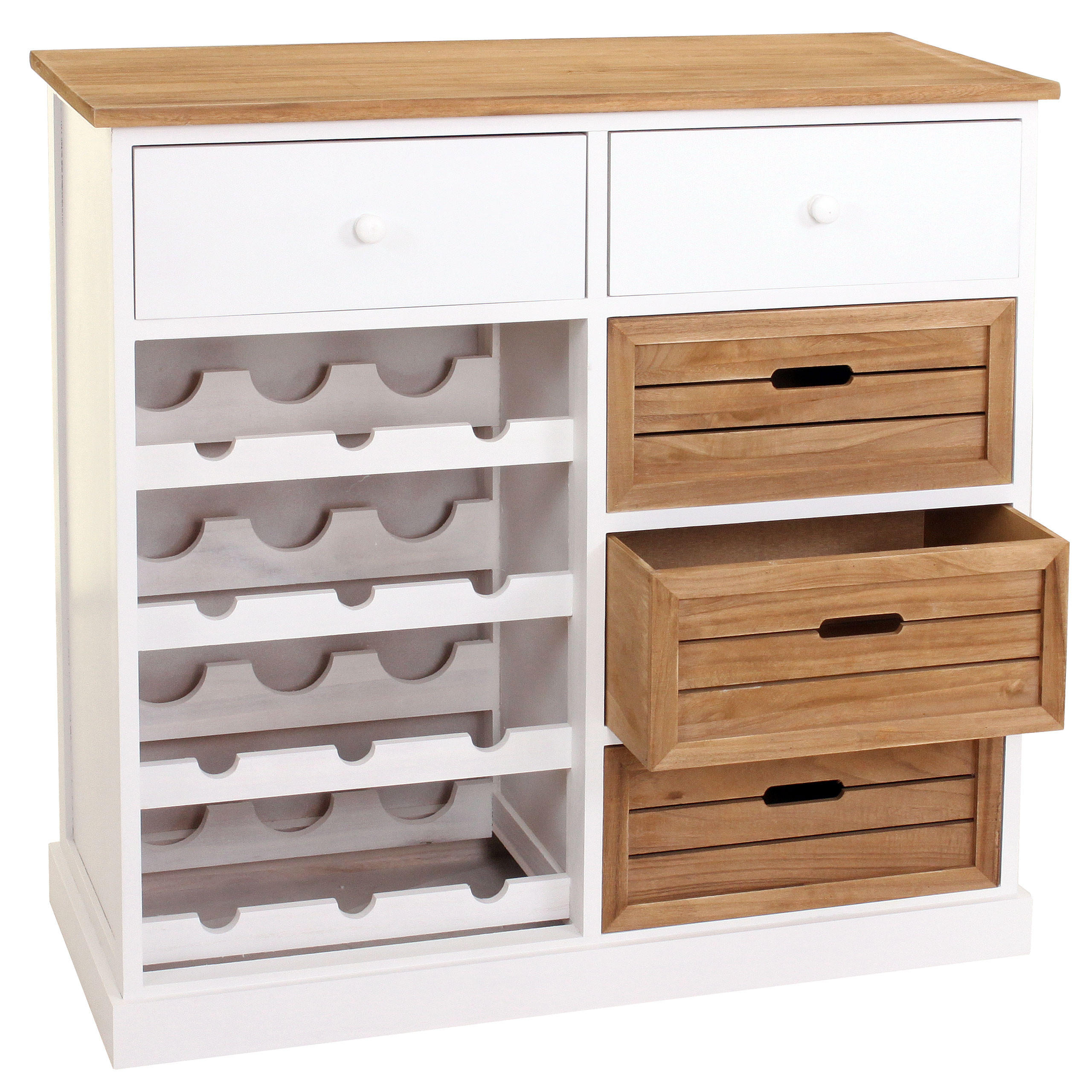 WEINREGAL MIT SCHUBLADEN Weiß, Braun - Weiß/Braun, Holz (87/86/37cm) - MCW