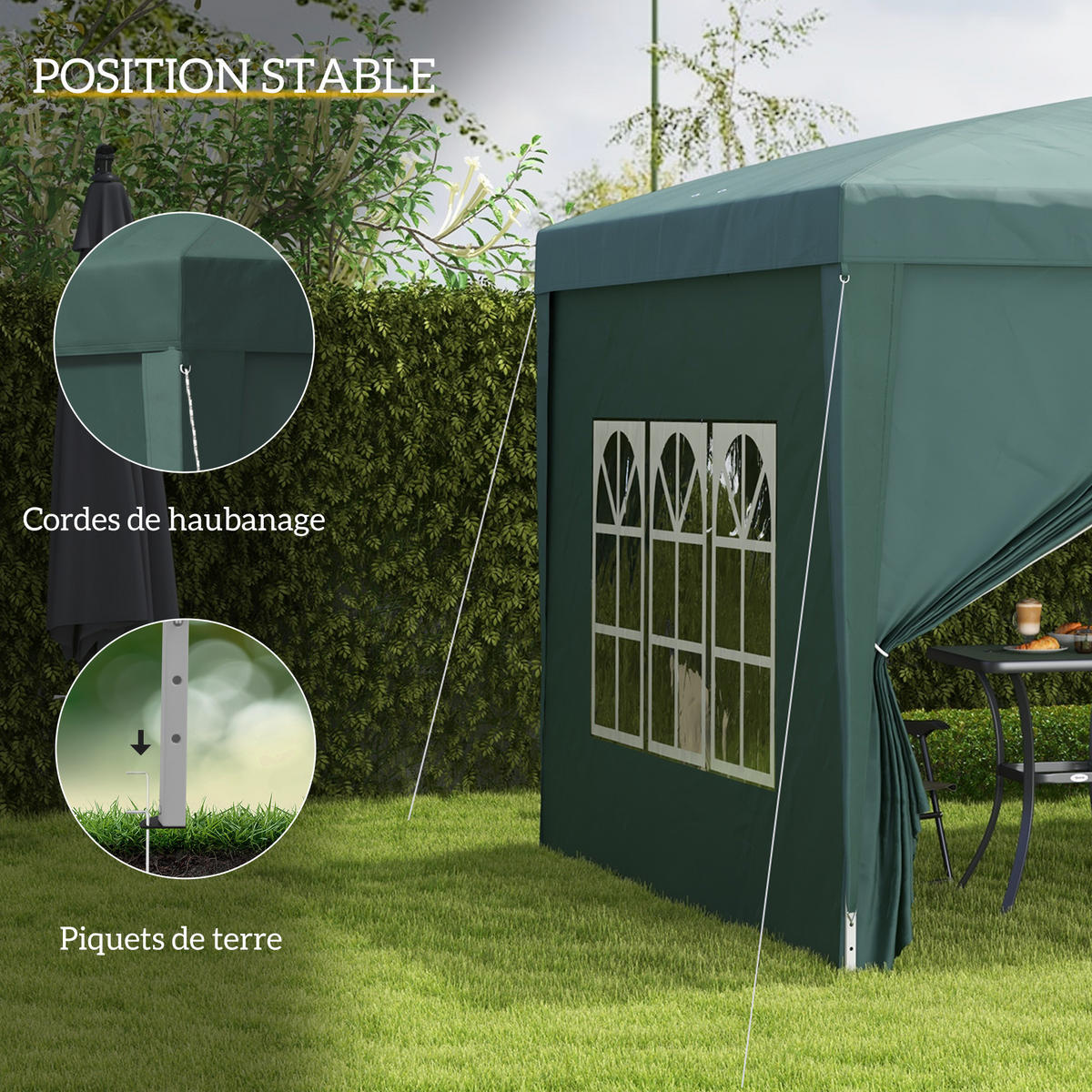 PAVILLON DE-13953 3/3 m mit Fenstern Grün - Grün, Textil (295/258/295cm) - ComfortXL