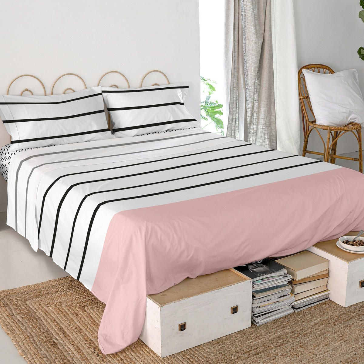 OBERBETTLAKEN blush 180x270 cm mehrfarbig - Multicolor, Textil (180/270cm) - Happy Friday