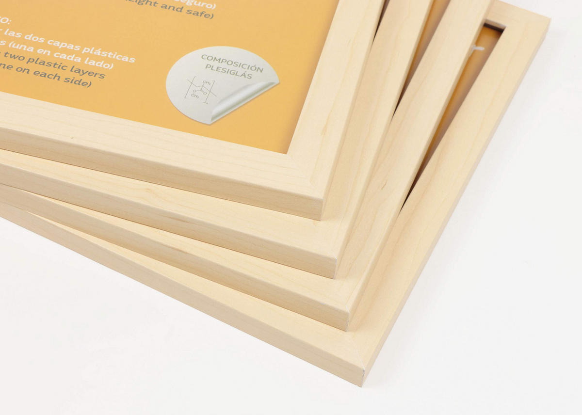 RAHMEN Set mit 12 aus MDF und Acrylglas Schutz und Aussteller für Fotografien, Bilder, Poster, Gemälde, Dekoration für Haus Farbe Hellholz A4 - Beige, Holz (21/3/29.7cm) - Nacnic