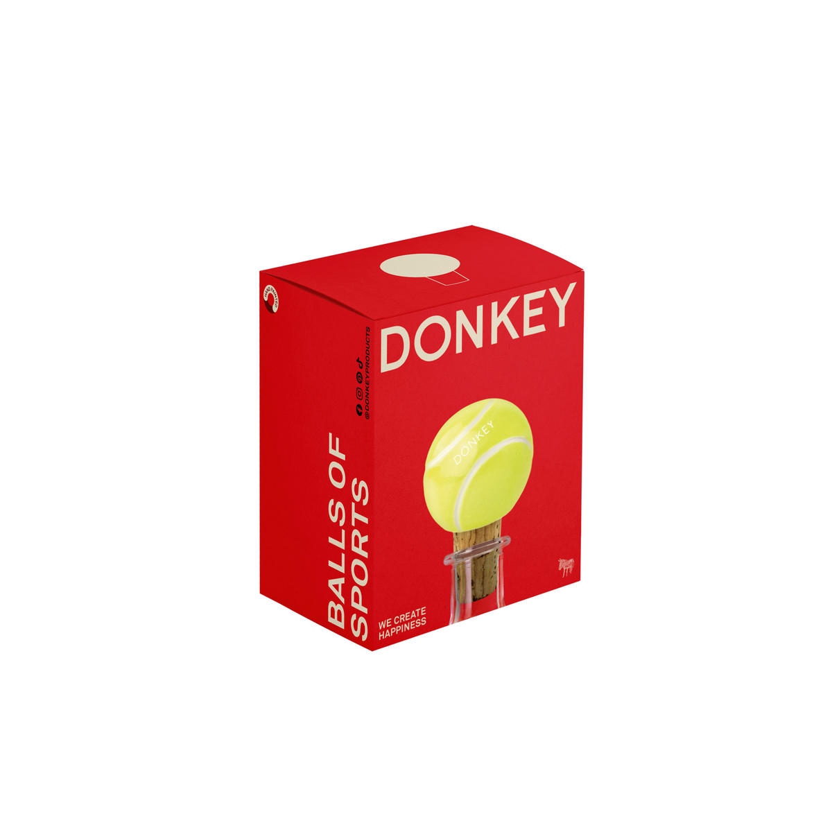 FLASCHENVERSCHLUSS Tennisball, Porzellan, Kork, Gelb - Gelb, Keramik (4.5/6.5/4.5cm) - Donkey Products