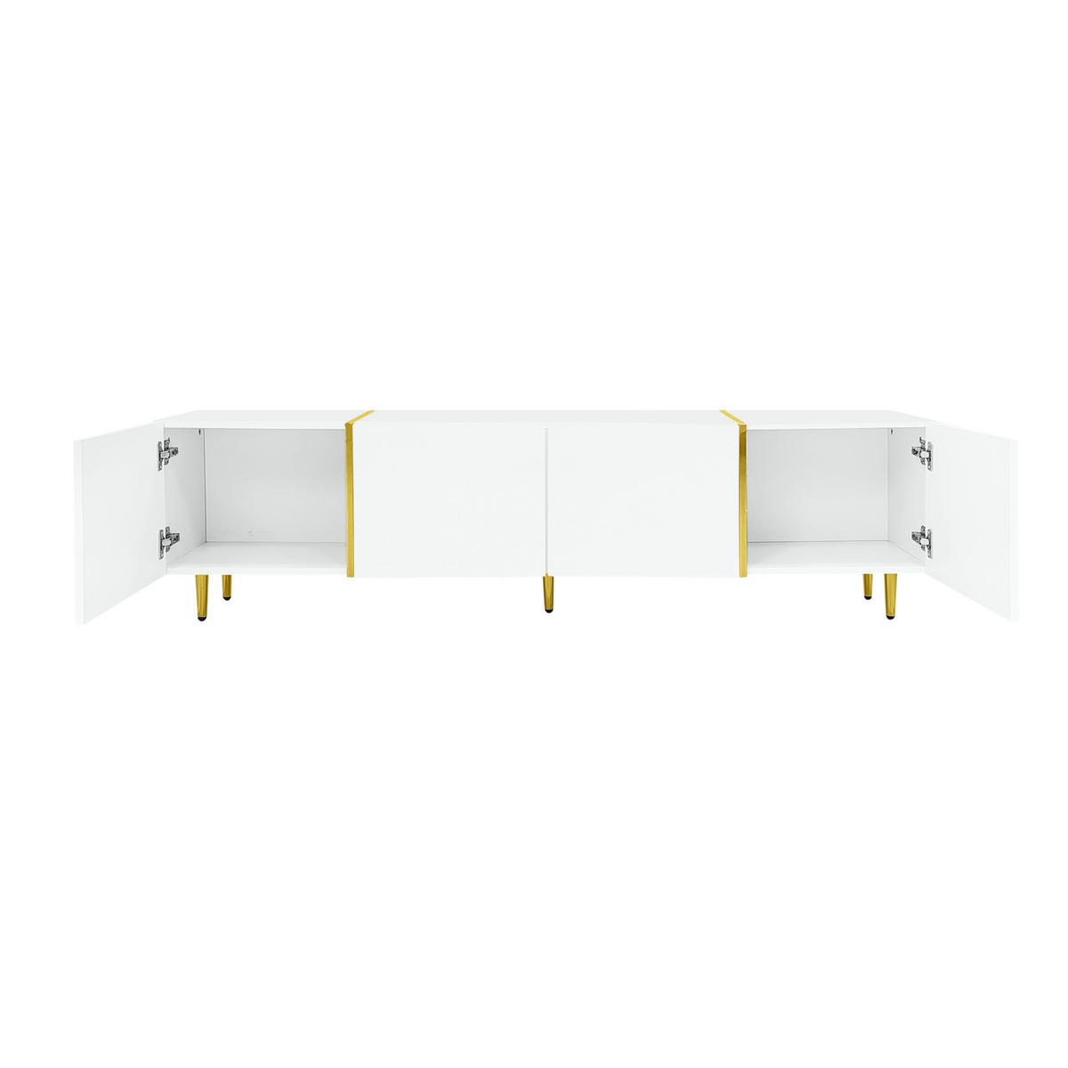 TV ormarić 170/35/46 cm bijeli od MDF-a s 4 vrata i mekim zatvaranjem - bijela, drvni materijal (170/46/35cm) - OKWISH