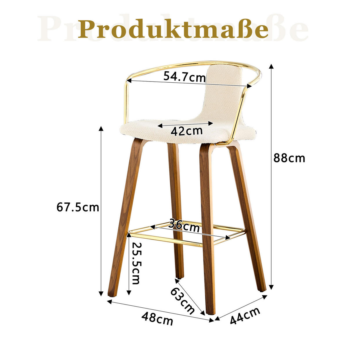 BARHOCKER 2er-Set mit Armlehne, Weiß - Weiß, Holz (44/88/54.7cm) - Meubliv
