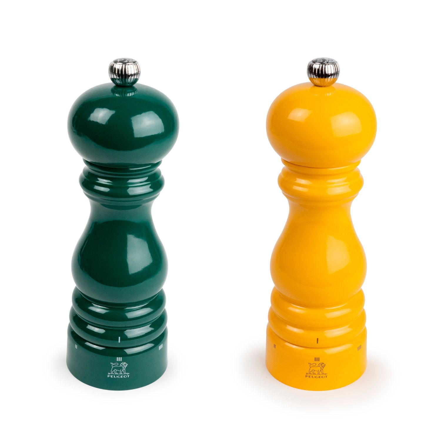 MÜHLENSET Paris uSelect 22cm Pfeffer- & Salzmühle Buchenholz Waldgrün/Safrangelb Stahlmahlwerk - Grün, Holz (5.9/22/5.9cm) - PEUGEOT