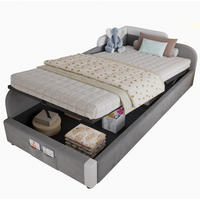 KINDERBETT 90/200 cm grau-weiß aus Samt mit Stauraum - Grau, Holzwerkstoff (90/200cm) - OKWISH